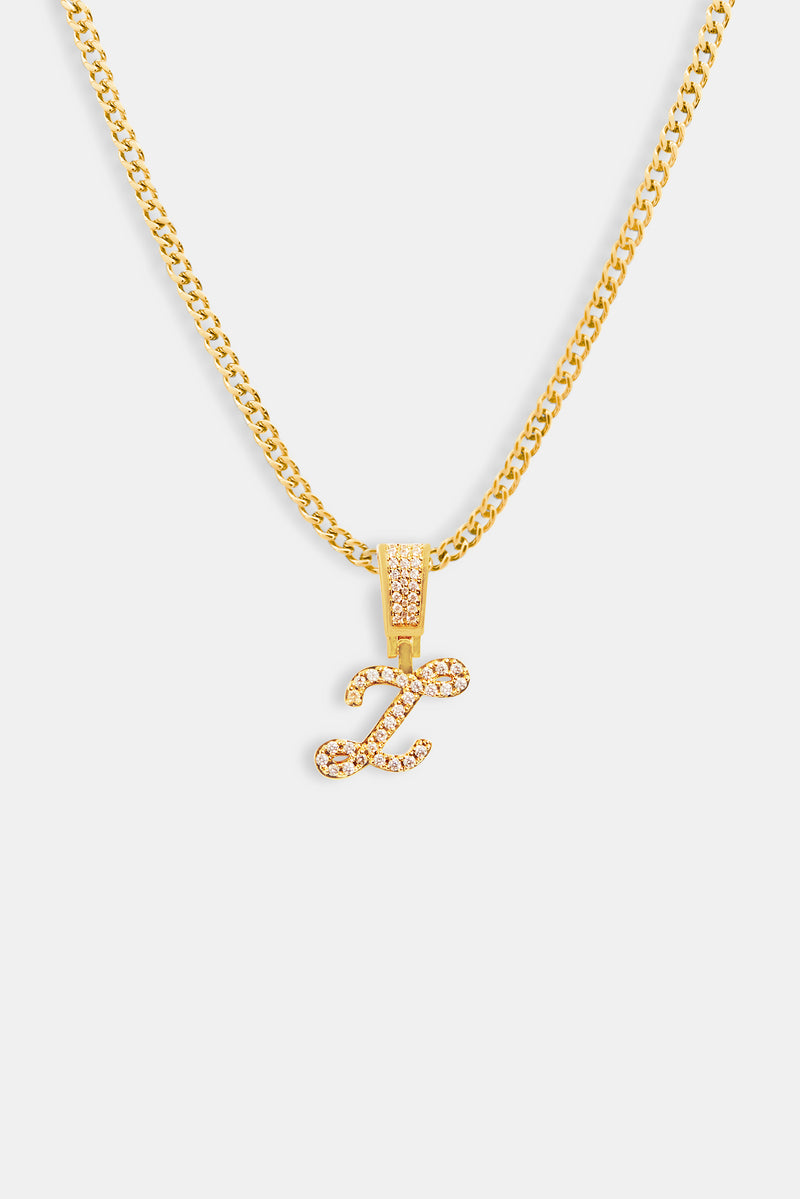 17mm Gold Plated Iced Letter Pendant