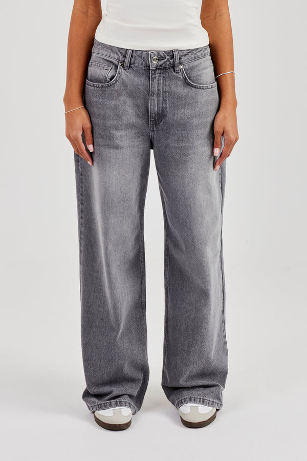 Low Rise Baggy Jean - Washed Grey