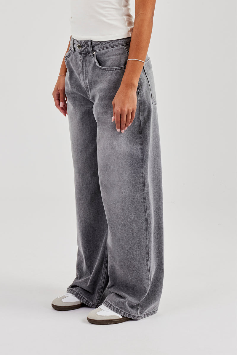 Low Rise Baggy Jean - Washed Grey