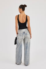 Cernucci Studios Strass-Baggy-Jeans – Antik-Waschung