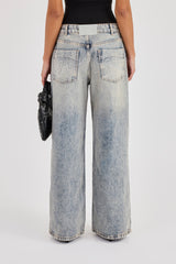 Cernucci Studios Rhinestone Baggy Jean - Antique Wash