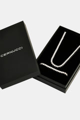 Womens Tennis Chain & Tennis Bracelet Set - 5mm - White