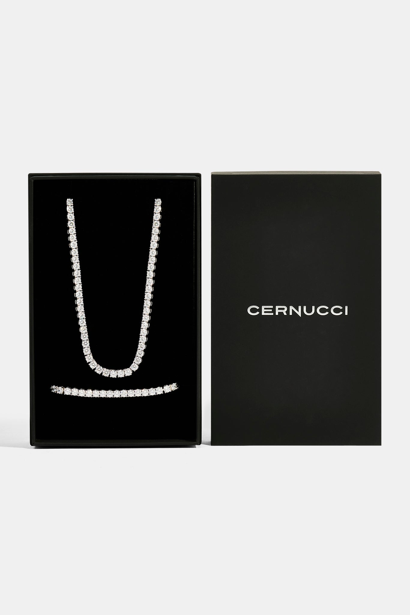 Womens Tennis Chain & Tennis Bracelet Set - 5mm - White