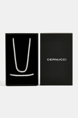 Womens Tennis Chain & Tennis Bracelet Set - 5mm - White