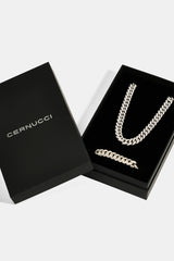 Iced Cuban Chain & Bracelet Set - 8mm - White