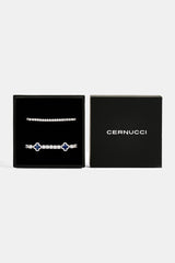 3mm Tennis Bracelet & 5mm Blue Motif Tennis Bracelet Set - White