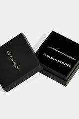 5mm Miami Cuban Bracelet & 3mm Rope Bracelet Set - White