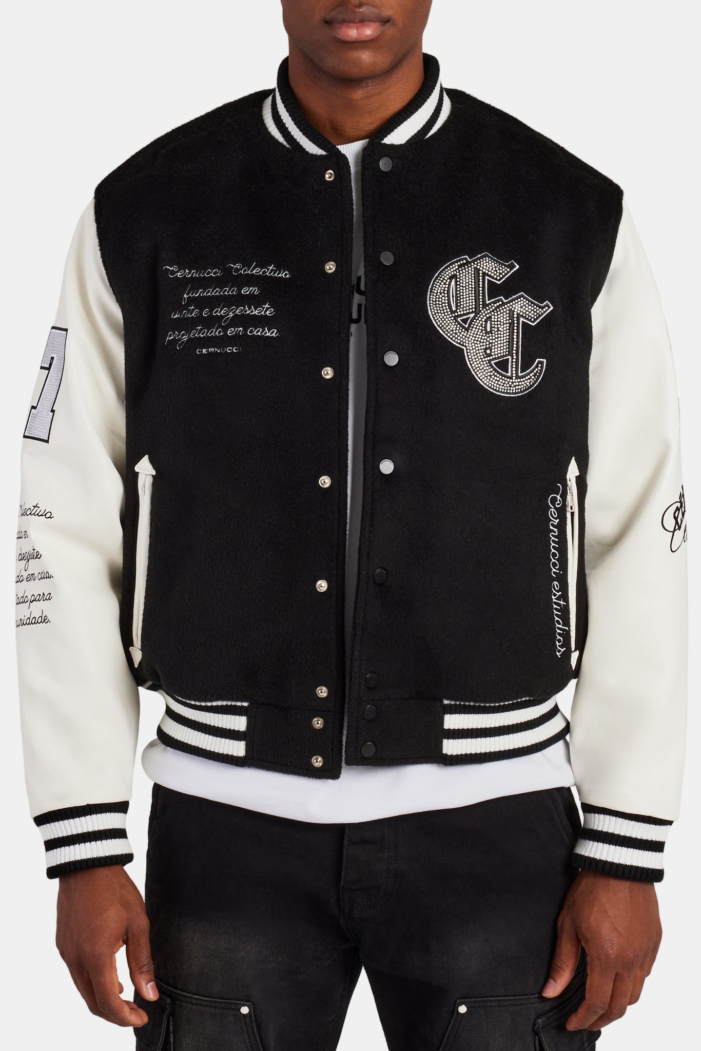 Cernucci Strass Varsity Bomberjacke - Schwarz