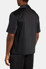 Heavyweight Boxy Fit Satin Shirt - Black