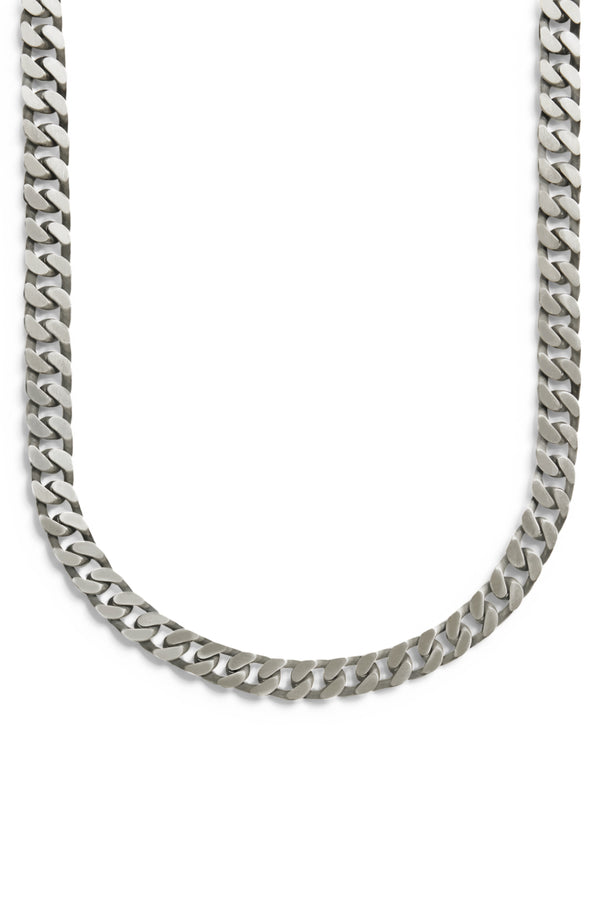 925 Sterling Silver Oxidised Flat Chunky Cuban Chain