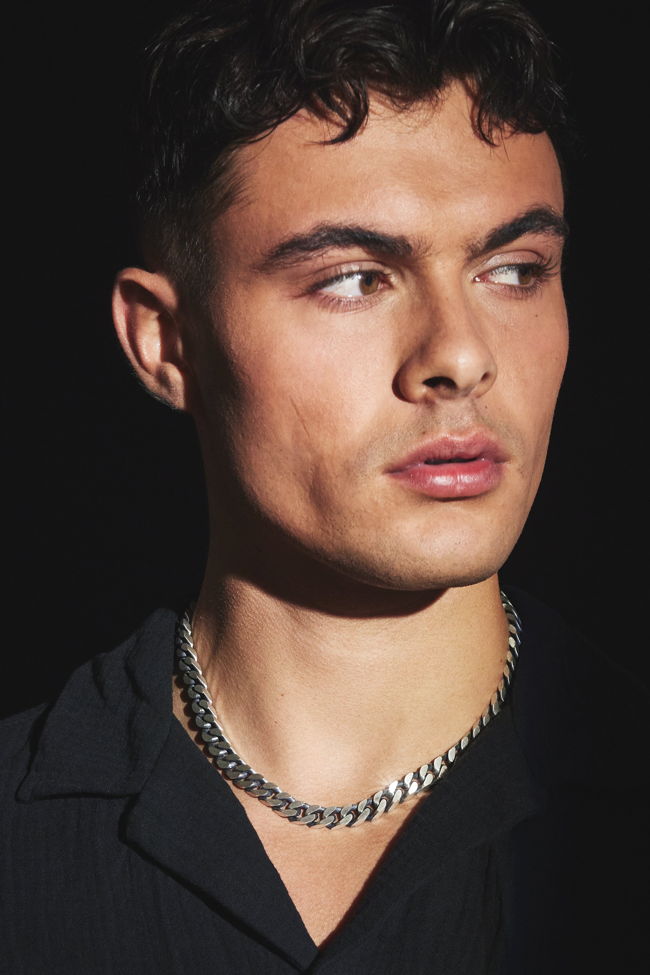 925 Sterling Silber oxidierte flache klobige kubanische Kette