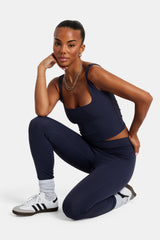 Leggings mit tiefem Bund – Marineblau