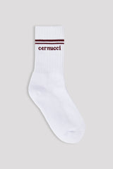 Burgundy Stripe Varsity Socks - White