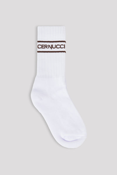 Coffee Logo Stripe Socks - White | Mens Accessories | Shop Sock at