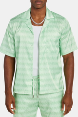 Cernucci Repeat Printed Satin Shirt - Lime