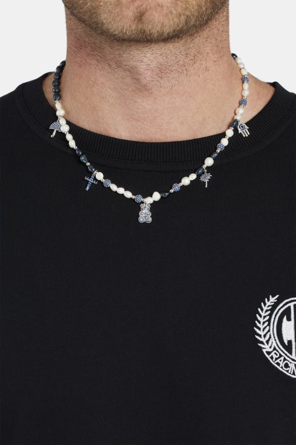 Halskette mit Perlen und eisblauem Motiv