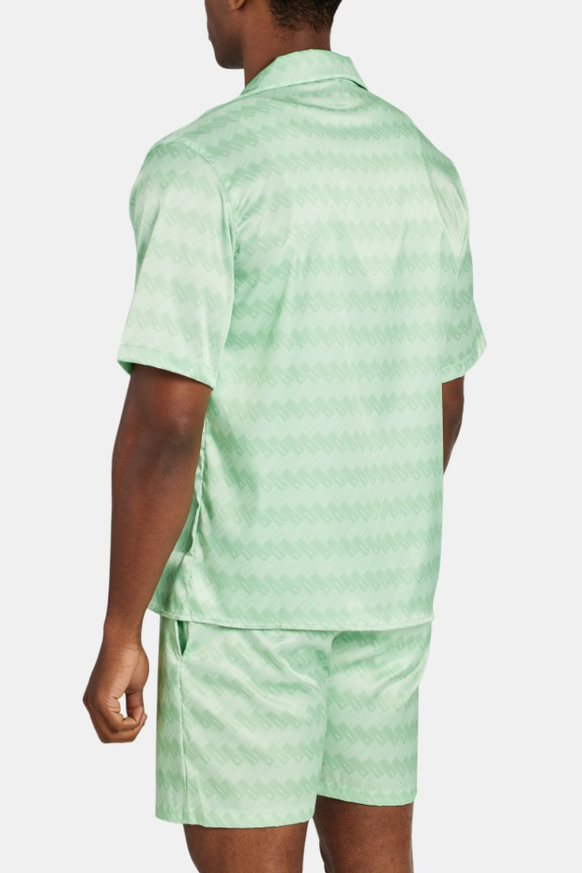 Cernucci Satinhemd mit Repeat-Print - Limettengrün