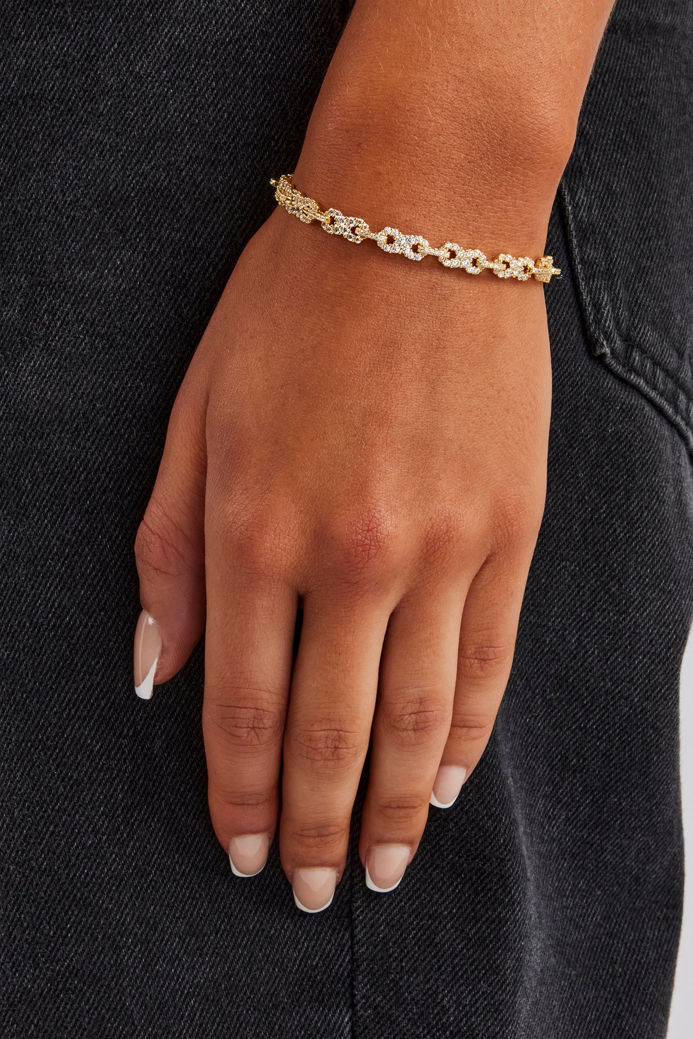 Iced Infinity Link Bracelet - Gold - 6mm | Womens Bracelets | Shop