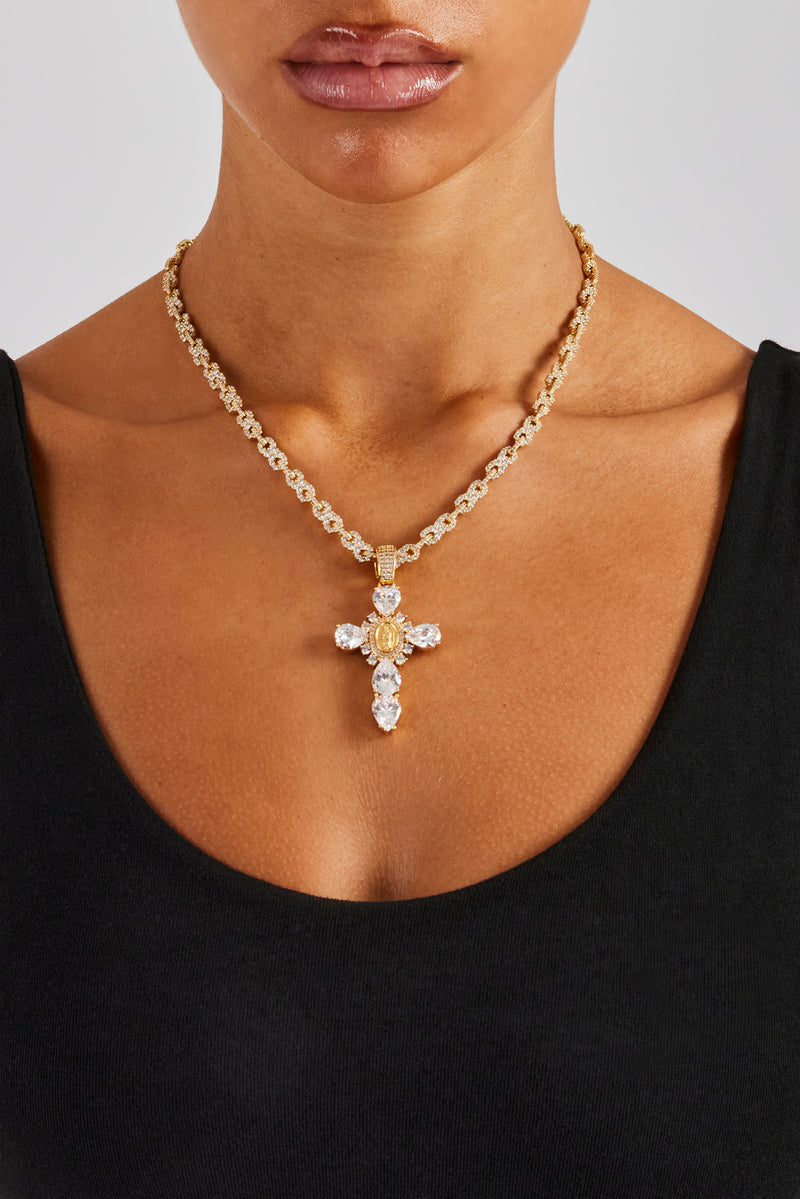 25 mm klarer Kreuzanhänger – Gold