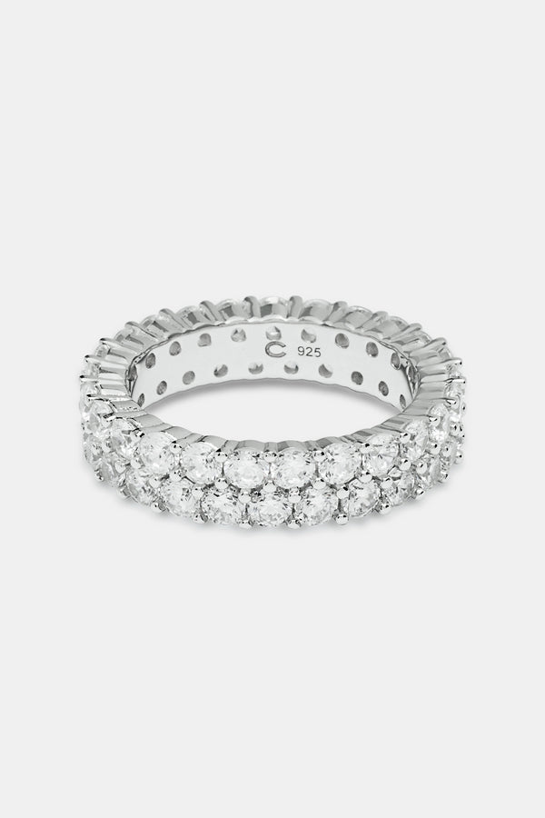 925 Double Row Ring - White Gold