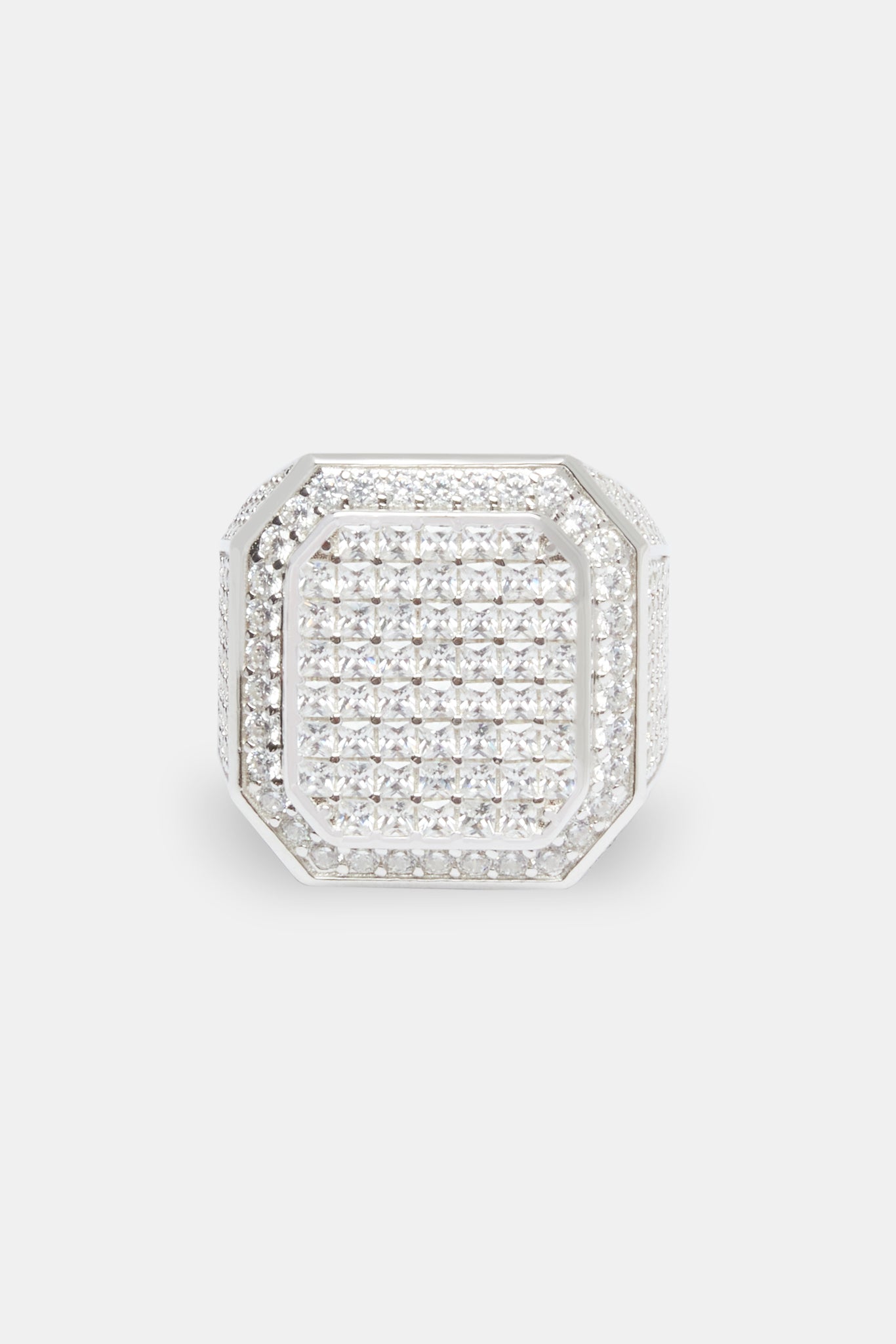 25mm 925 Iced CZ Square Signet Ring