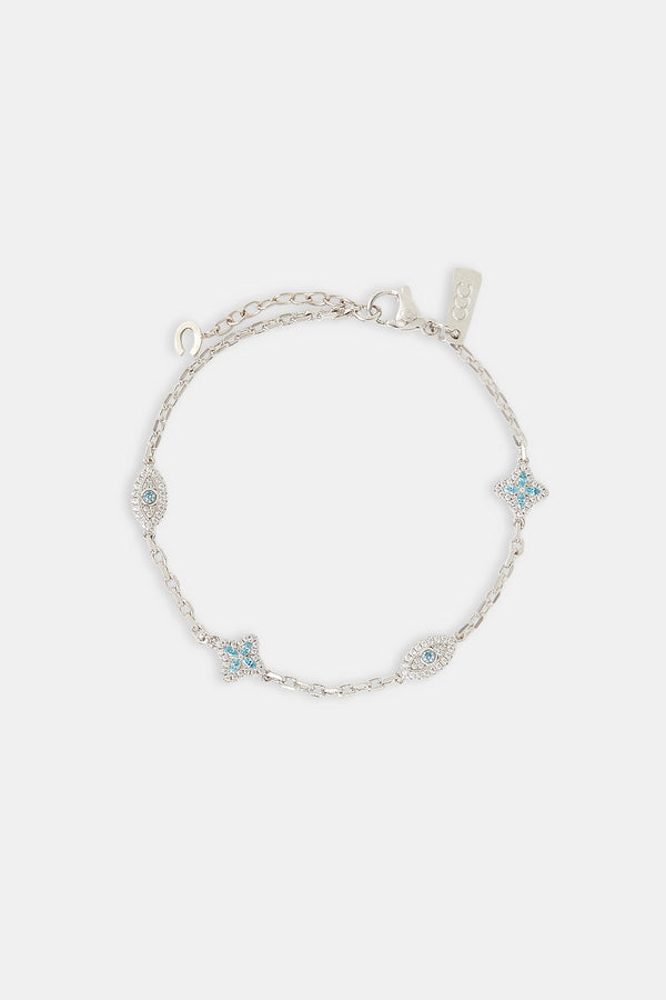 Rolo-Armband mit blauem CZ-Baguette-Motiv – 8 mm