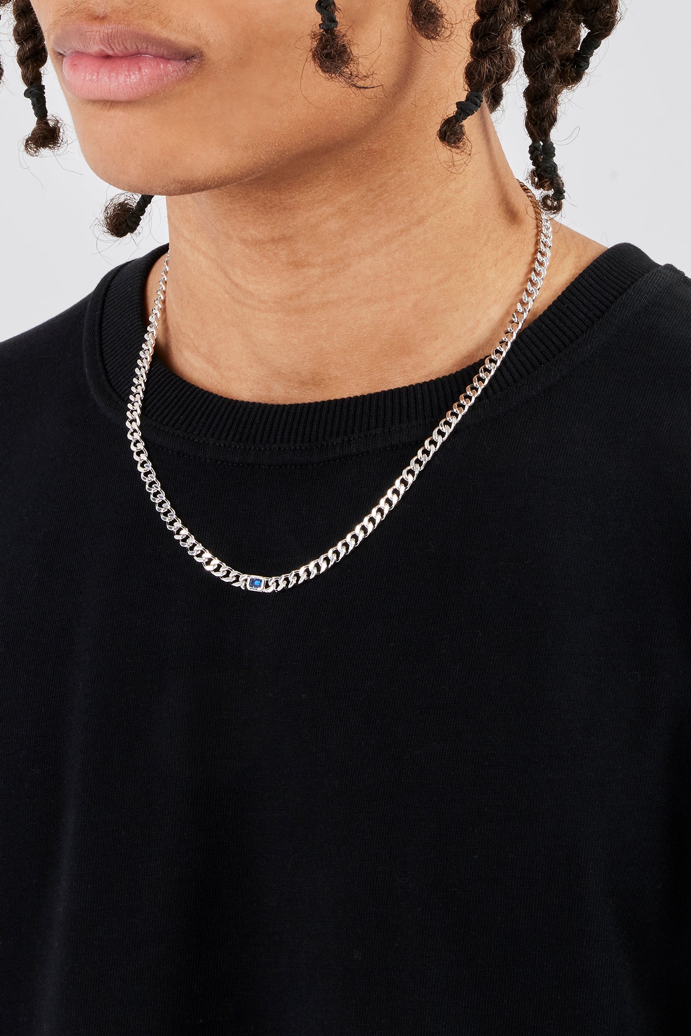 Iced Blue Gemstone Cuban Chain - 3mm