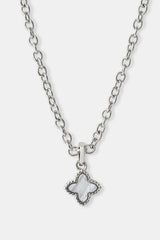 Blue Agate Motif Pendant Necklace - 8mm - White