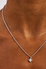 Blue Agate Motif Pendant Necklace - 8mm - White