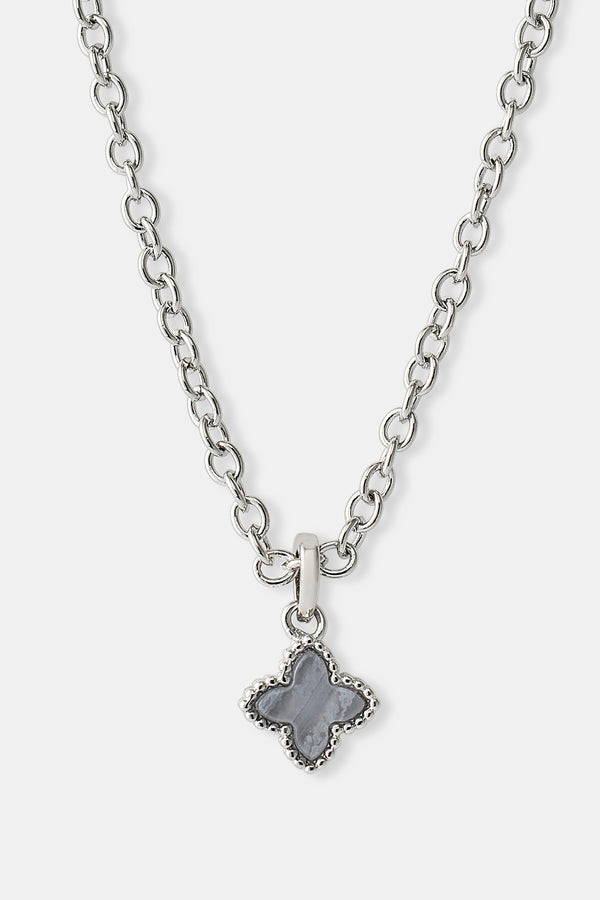 Halskette mit Anhänger mit blauem Achatmotiv – 8 mm