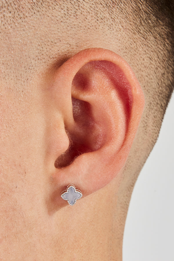 Ohrstecker mit blauem Achatmotiv – 8 mm