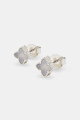 Blue Agate Motif Stud Earrings - 8mm