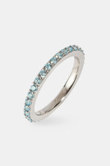 Micro Light Blue Tennis Ring - 2.5mm - White
