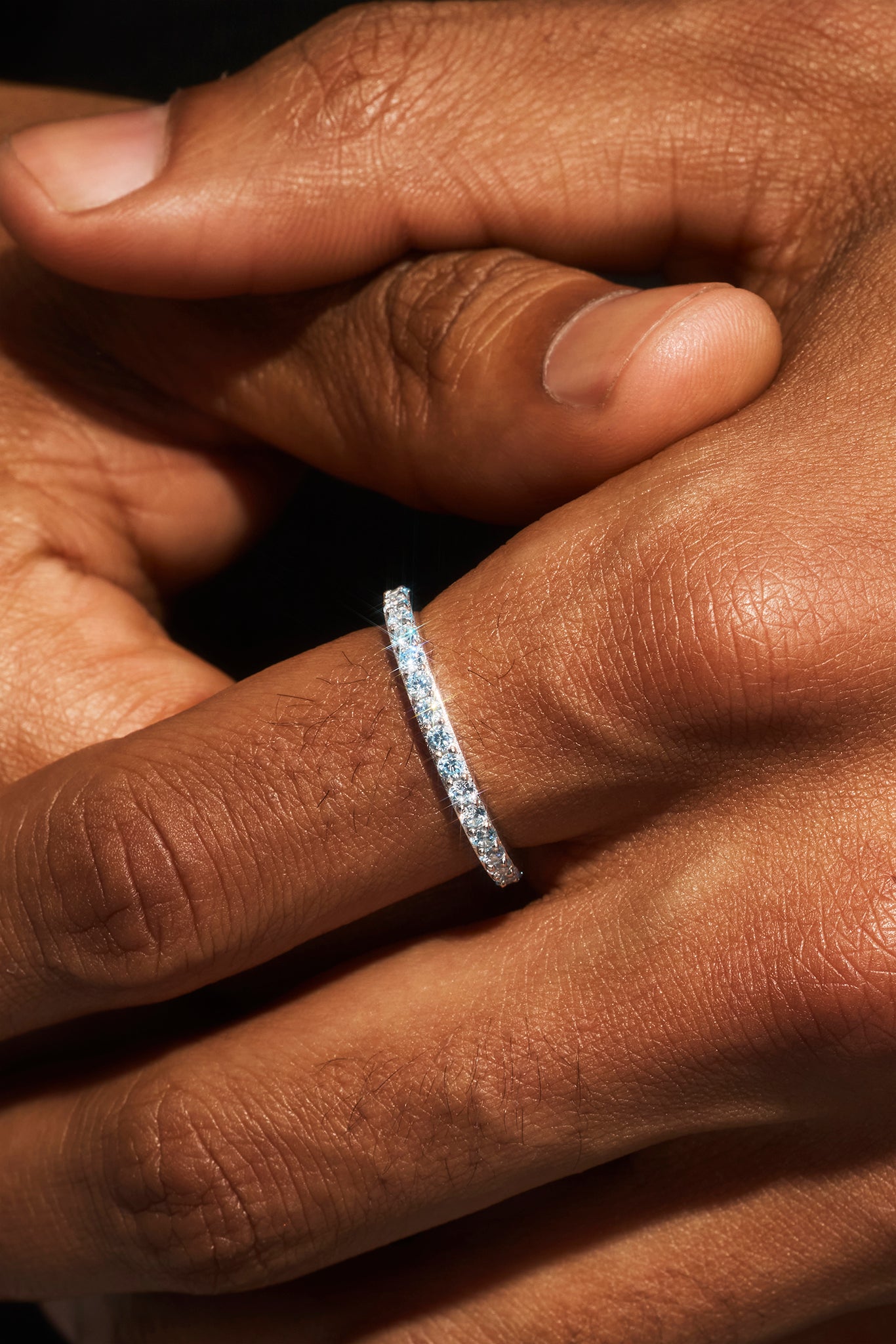 Micro Light Blue Tennis Ring - 2.5mm - White