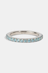 Micro Light Blue Tennis Ring - 2.5mm - White
