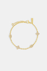 Rolo-Armband mit klarem CZ-Baguette-Motiv – 8 mm – Gold