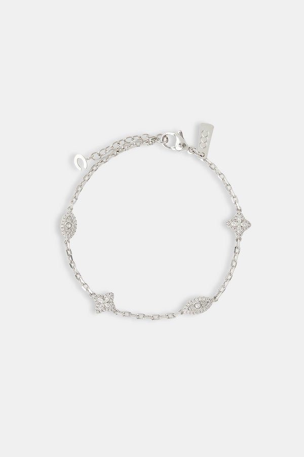 Clear CZ Baguette Motif Rolo Bracelet -  8mm