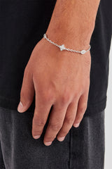 Rolo-Armband mit klarem CZ-Baguette-Motiv – 8 mm