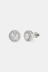 Clear CZ Cluster Round Stud Earrings - 8mm