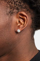 Clear CZ Cluster Round Stud Earrings
