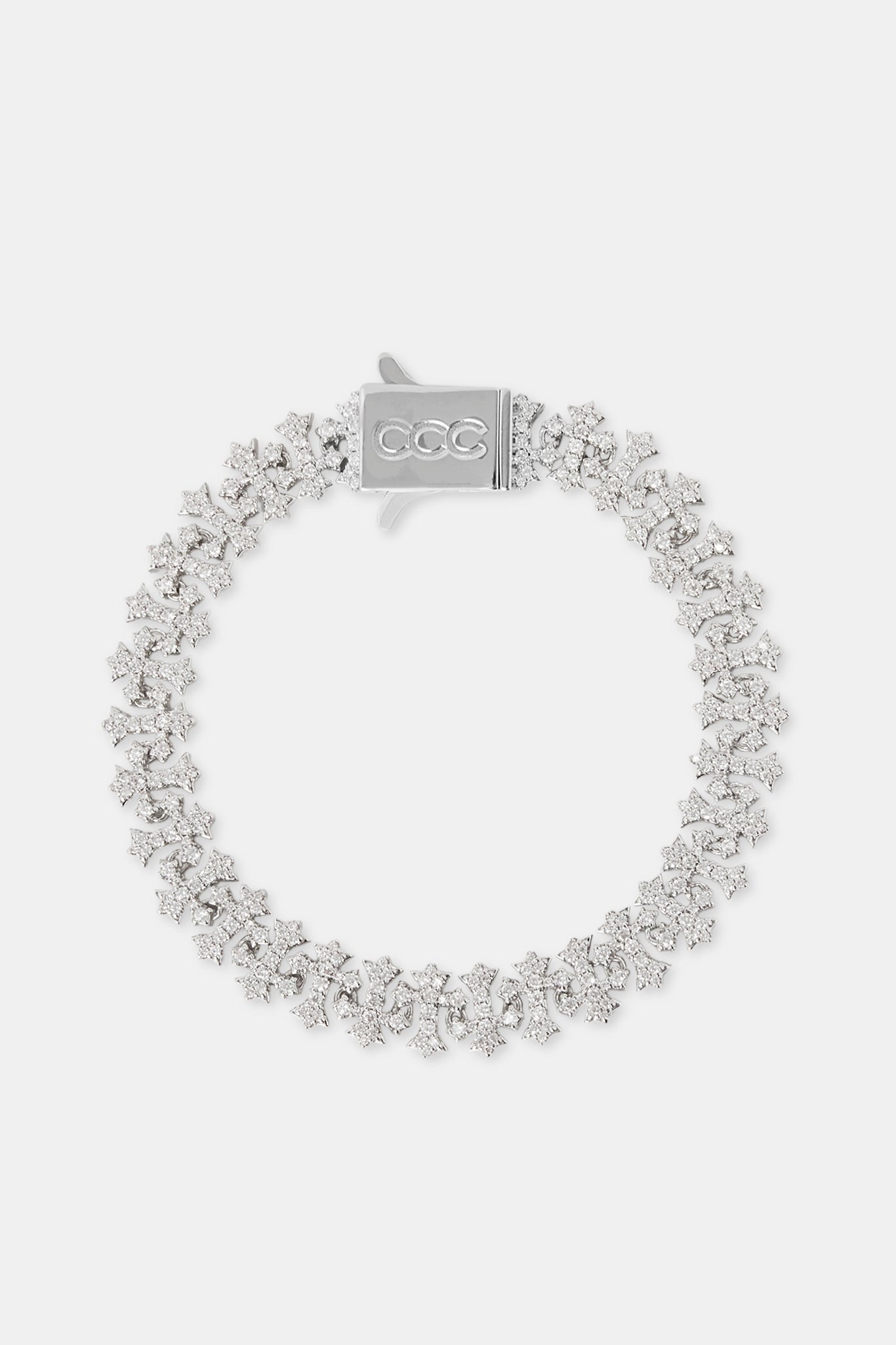 10 mm Iced Alternating Cross Armband - Weiß