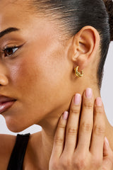 Polished Cross Over Hoop Earrings - 10mm - Gold