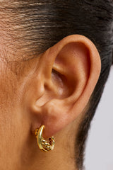 Polished Cross Over Hoop Earrings - 10mm - Gold