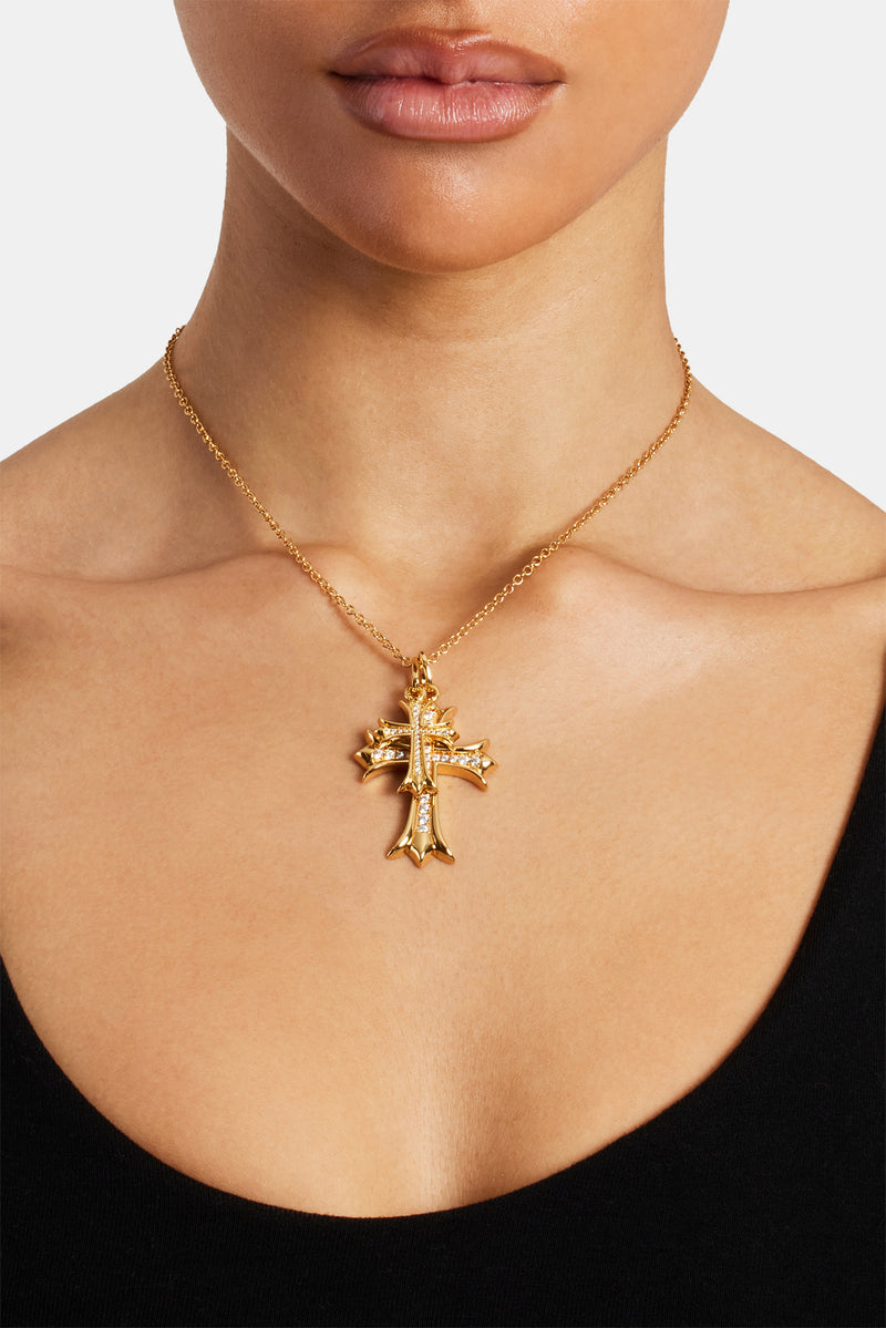 Double Iced Cross Necklace Womens Necklaces Shop Motif
