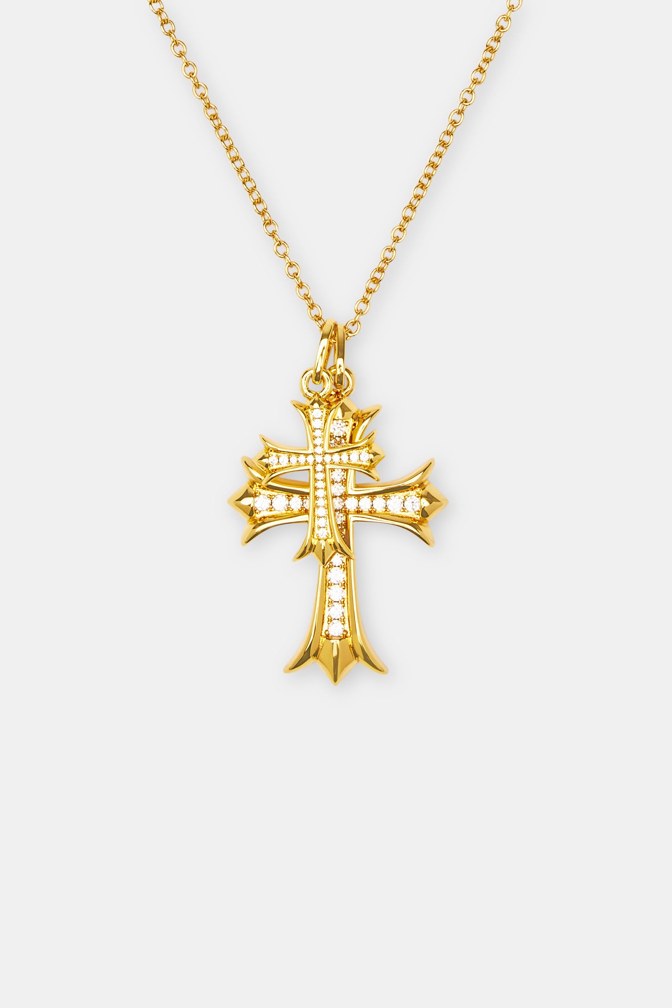 Doppelte Iced Cross Halskette - 40mm