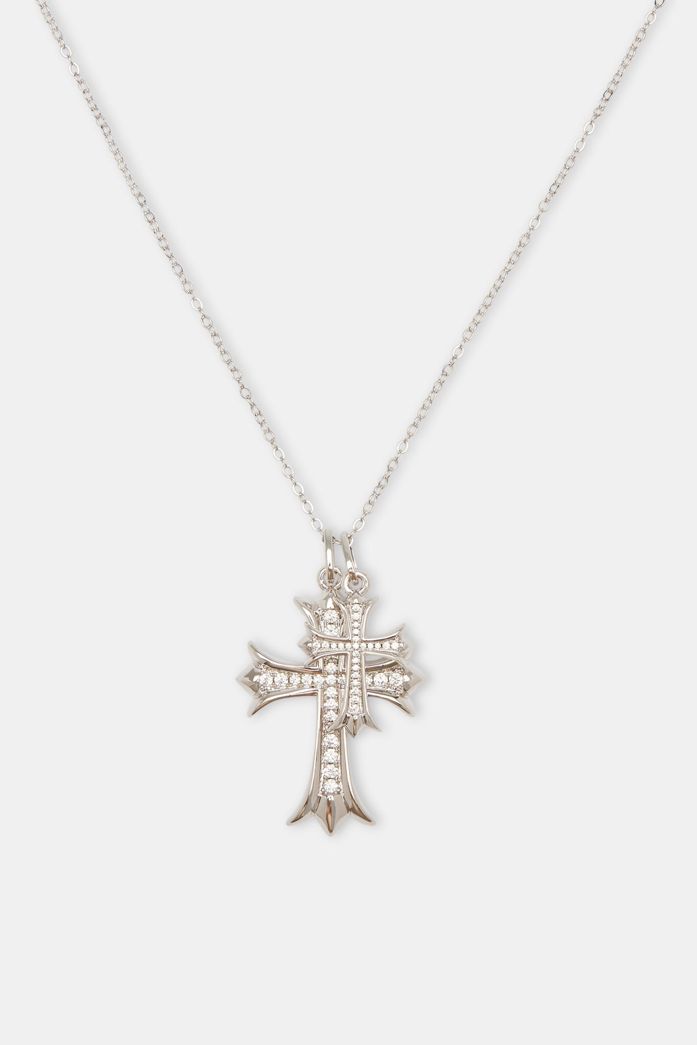 Mens Double Iced Cross Necklace - 40mm | Mens Necklaces | Shop
