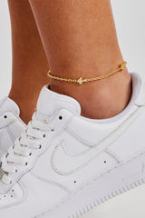 Dünnes Kreuz-Fußkettchen mit Gliedern – 2,5 mm