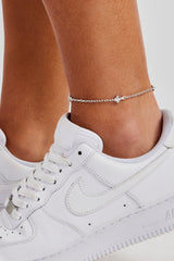 Dünnes Cross Link Fußkettchen - 2,5 mm - Weiß