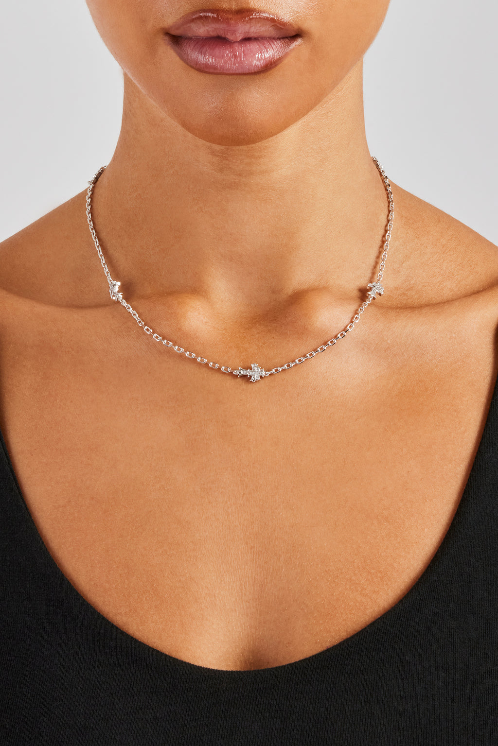 Woman's Rolo Chain Iced Cross Rolo Link Chain - 8mm | Womens Chains | Shop Motif Chains at ...