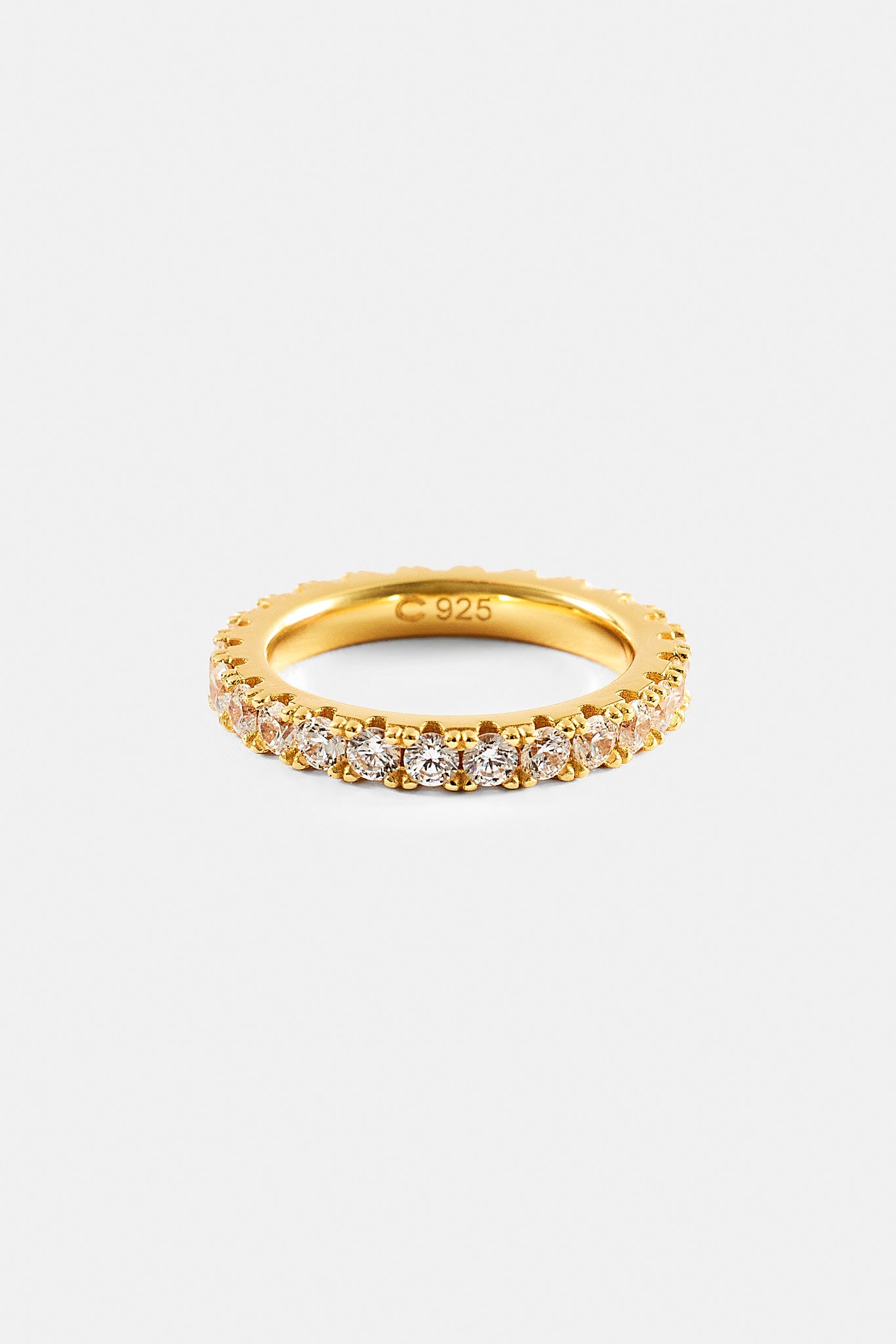 Iced Tennis Ring - 3mm - Gold